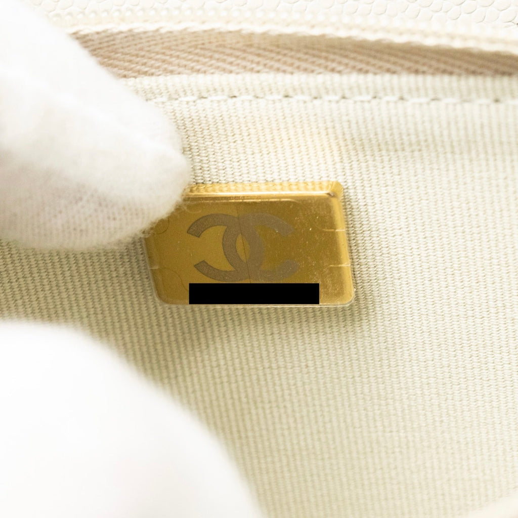 Chanel Classic Wallet on Chain Caviar Creamy White L(microchip)