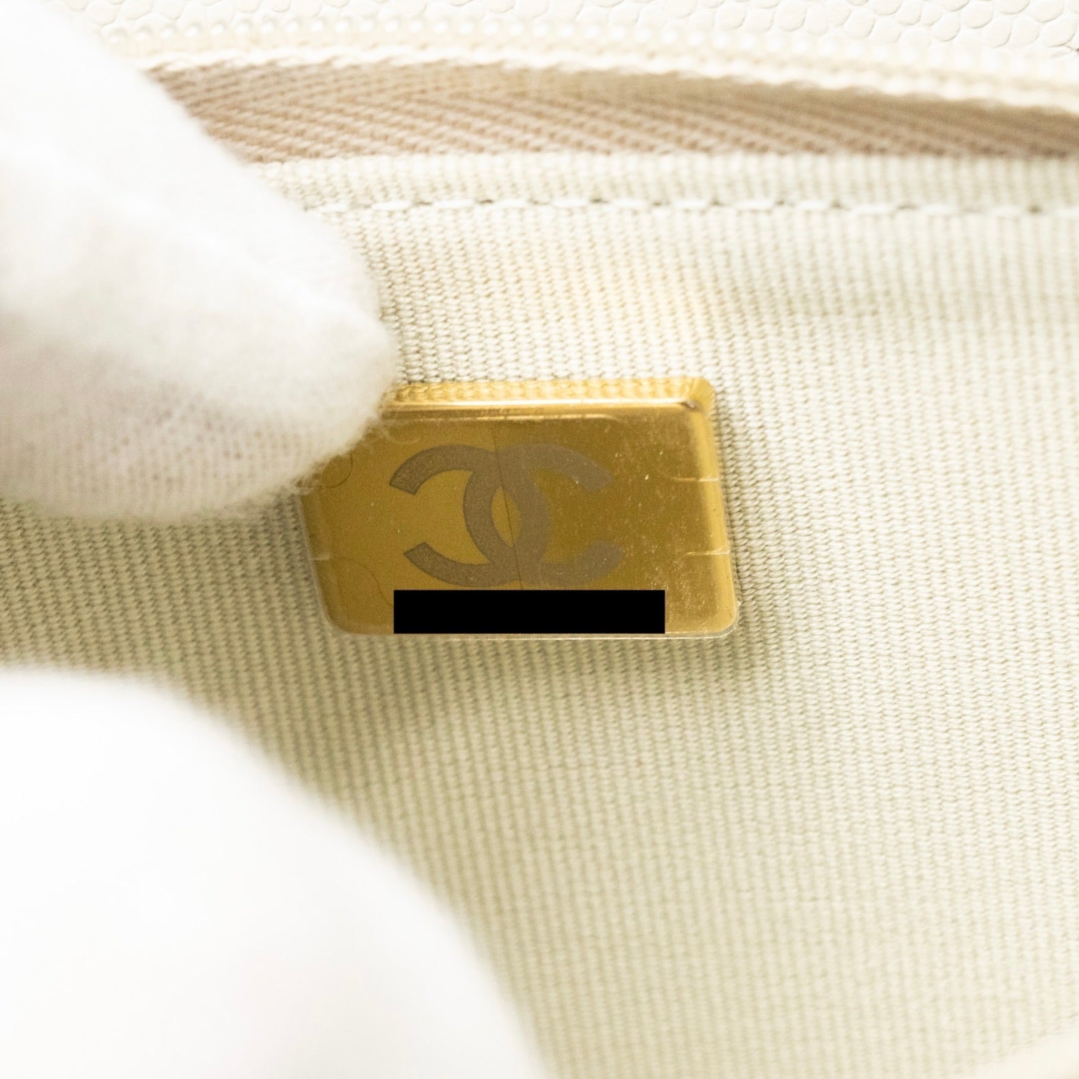 Chanel Classic Wallet on Chain Caviar Creamy White L(microchip)