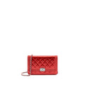 Chanel Boy Wallet On Chain Patent Metallic Red