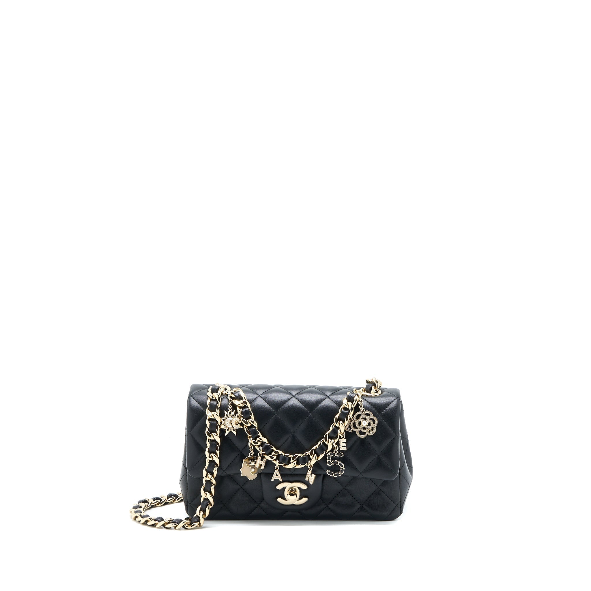 Chanel Mini Rectangular with Coco Bag Charm Limited Edition Lambskin Black L