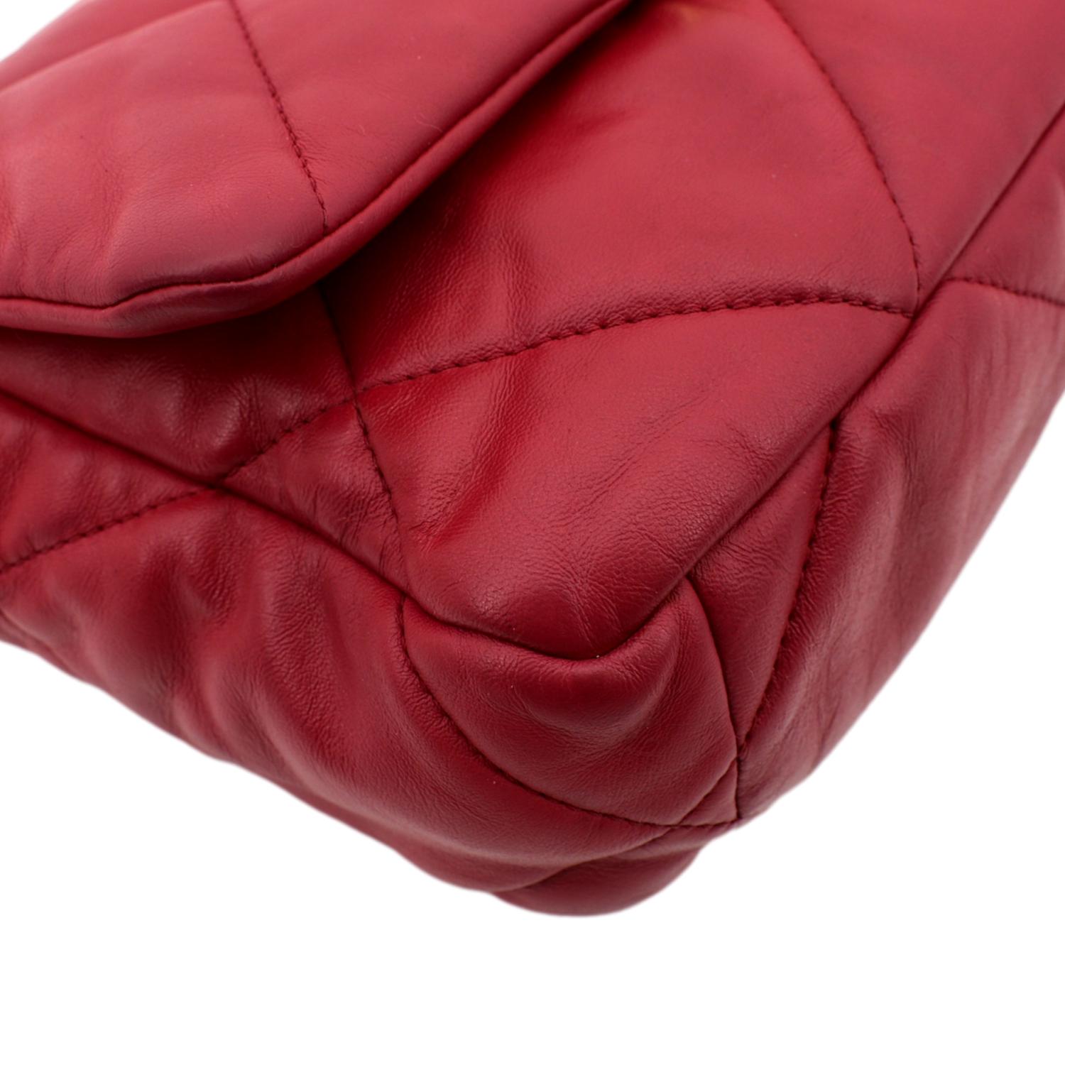 CHANEL 19 Medium Quilted Lambskin Leather Flap Shoulder Bag Red
