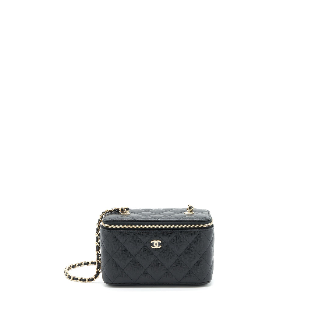 Chanel 22S Long Vanity With Chain Caviar Black L