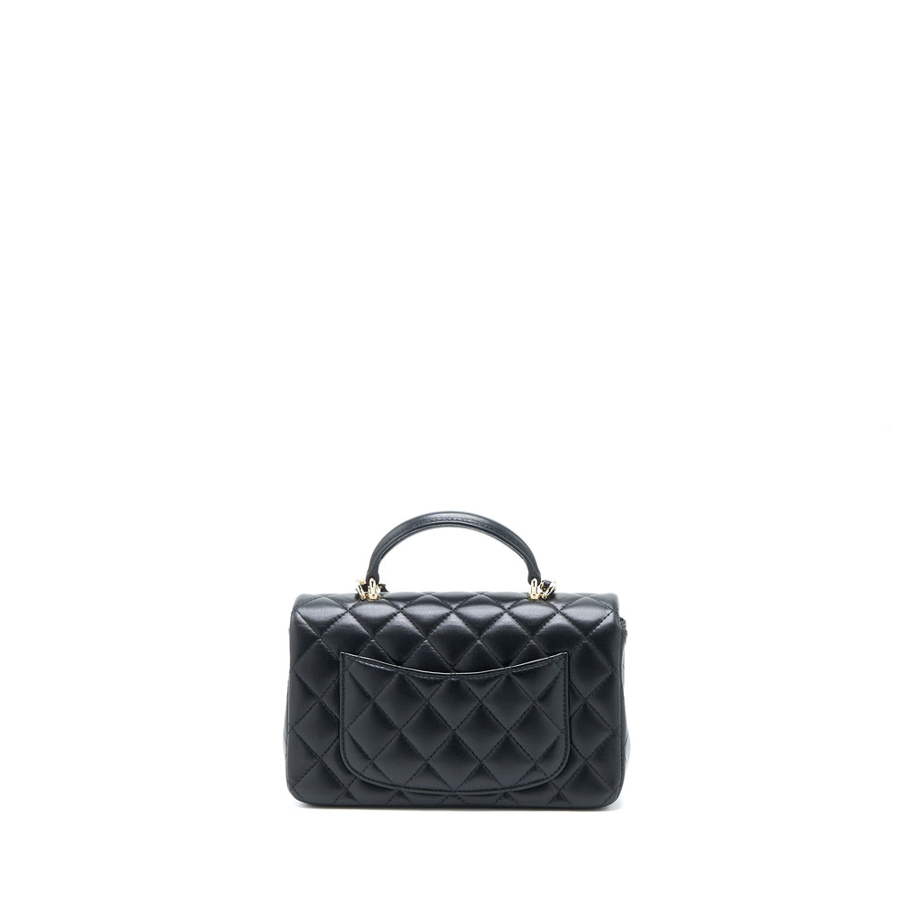 Chanel Top Handle Mini Rectangular Flap Bag Lambskin Black L (Microchip)
