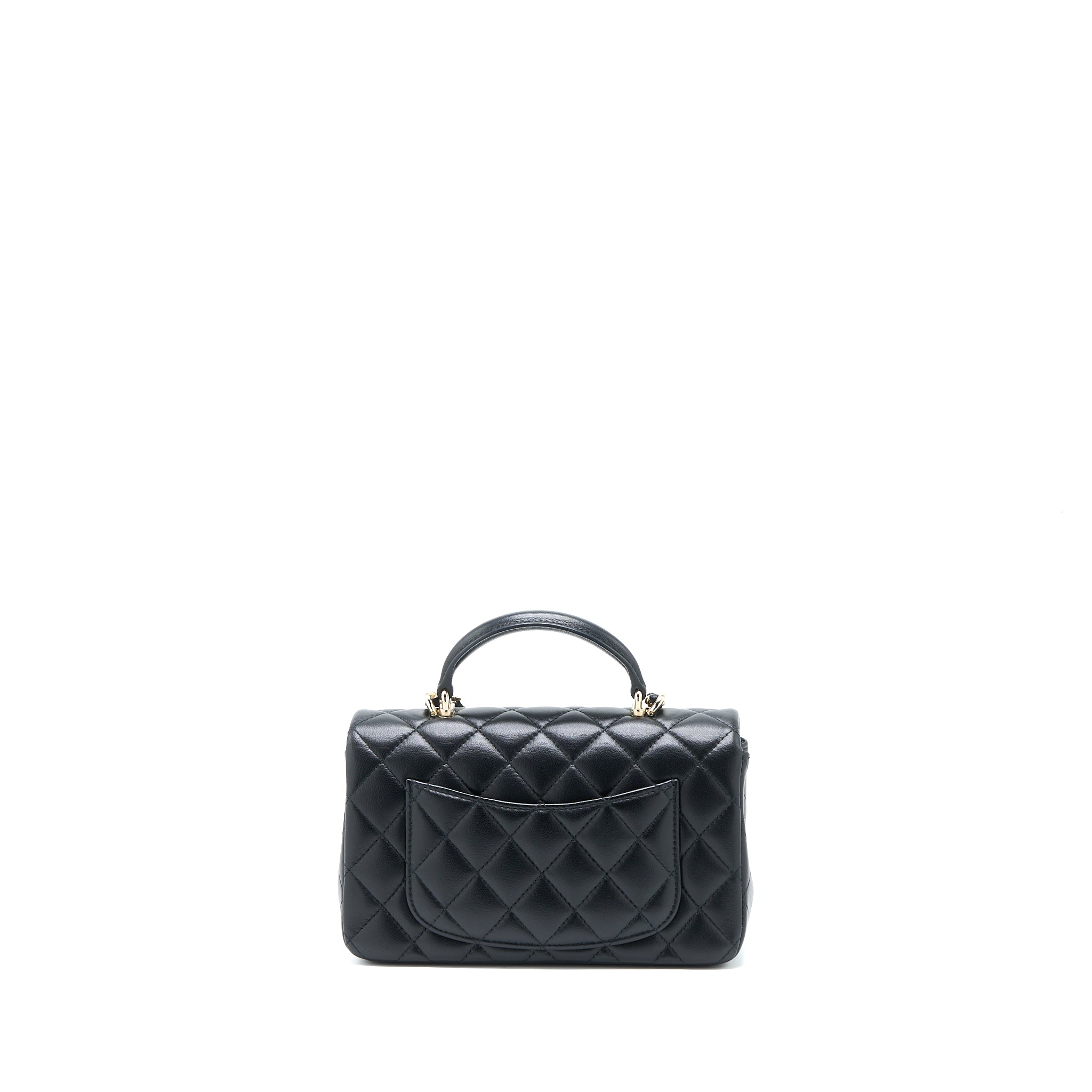 Chanel Top Handle Mini Rectangular Flap Bag Lambskin Black L (Microchip)