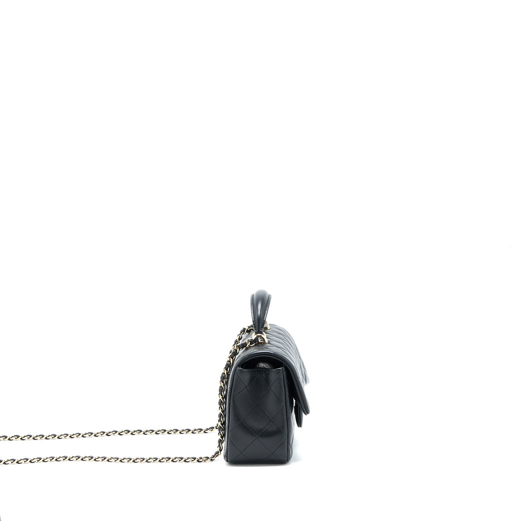 Chanel Top Handle Mini Rectangular Flap Bag Lambskin Black L (Microchip)