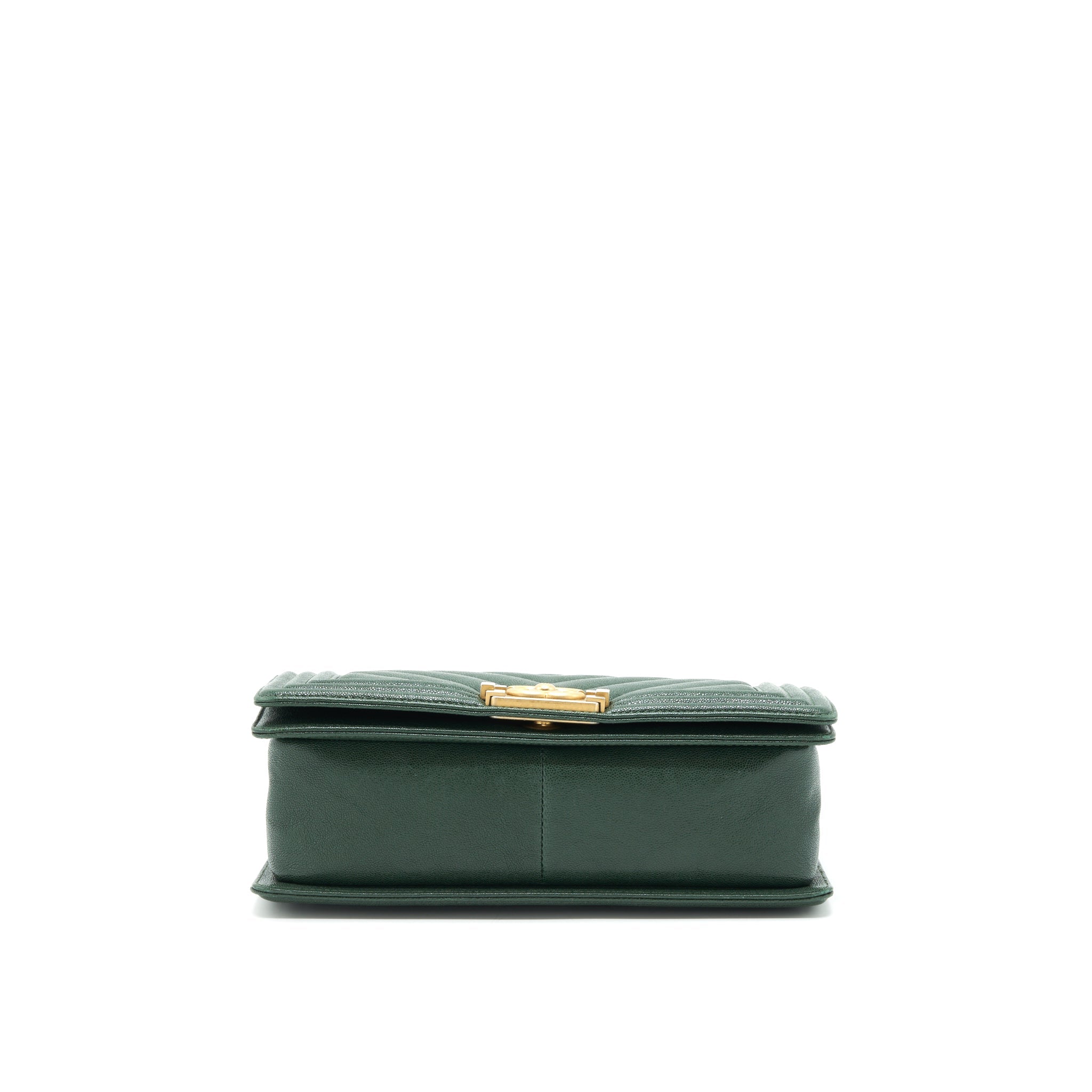 Chanel Chevron Medium Boy Bag Caviar Green Brushed