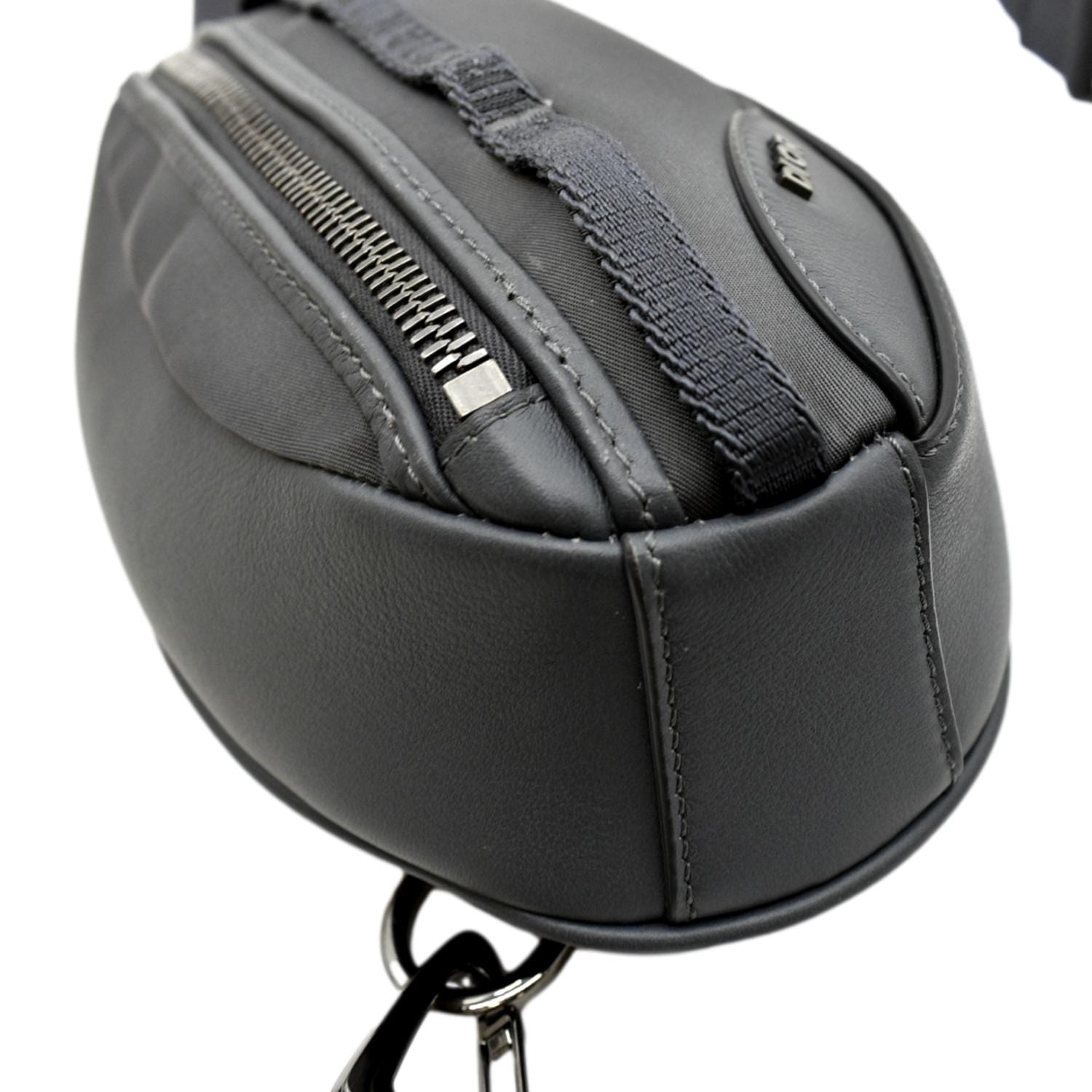 CHRISTIAN DIOR Scarab Calfskin Leather Crossbody Bag Grey