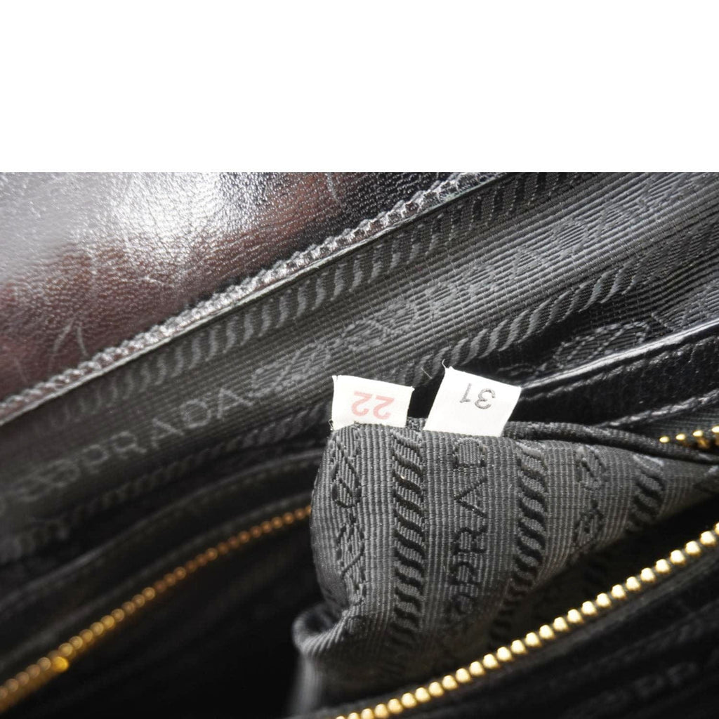 PRADA Frame Woven Madra Leather Tote Bag Black