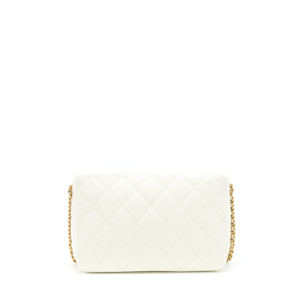 Chanel 22S Melody Medium Flap Bag Caviar White  (Microchip)