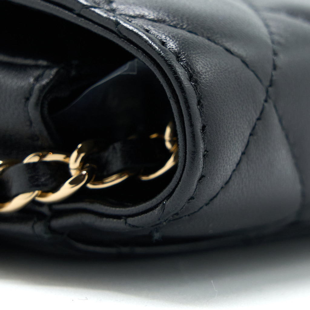 Chanel Flap Phone Pouch with Chain Black Lambskin