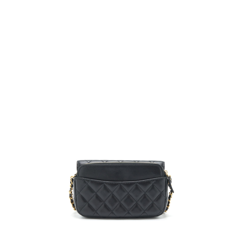Chanel Limited Charm Double Layer Mini Chain Bag Lambskin Black