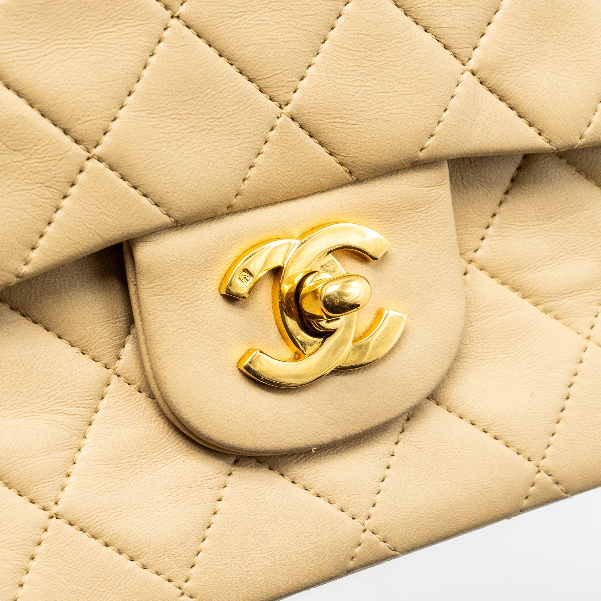 Chanel vintage Small classic flap bag lambskin beige