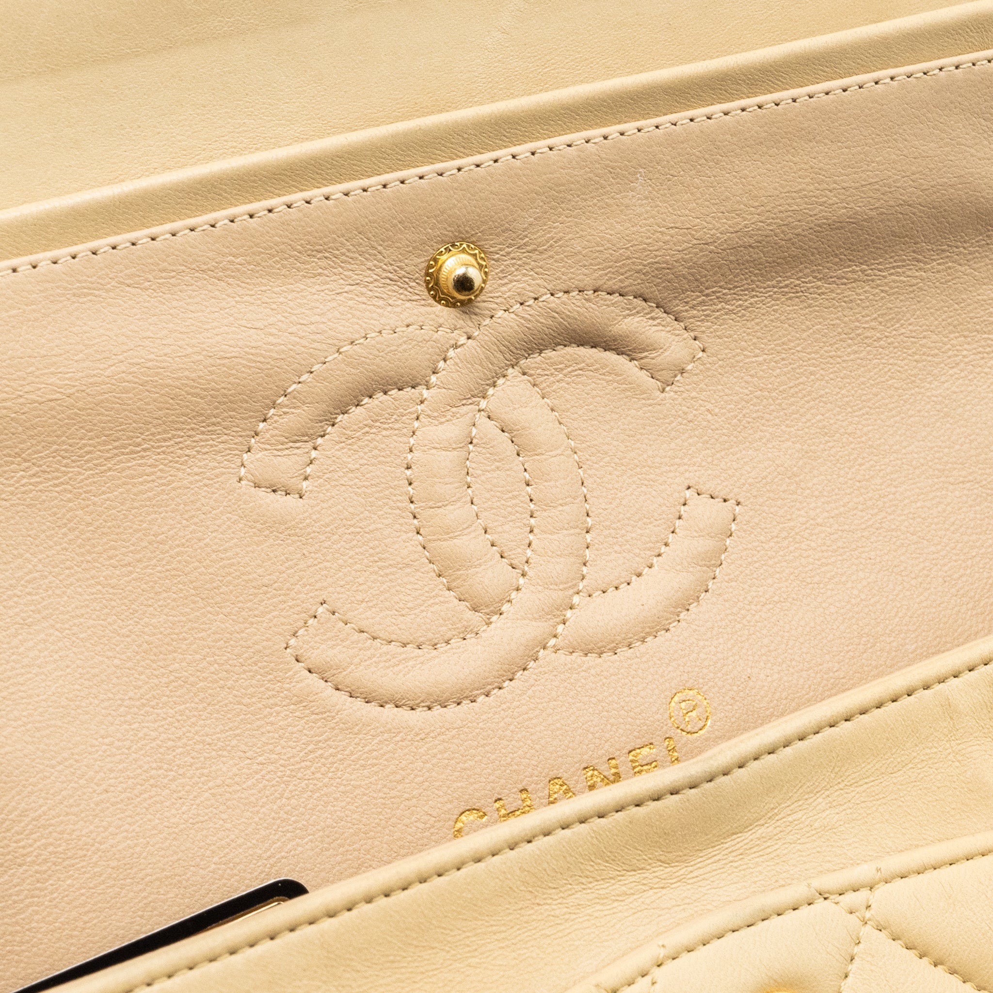 Chanel vintage Small classic flap bag lambskin beige