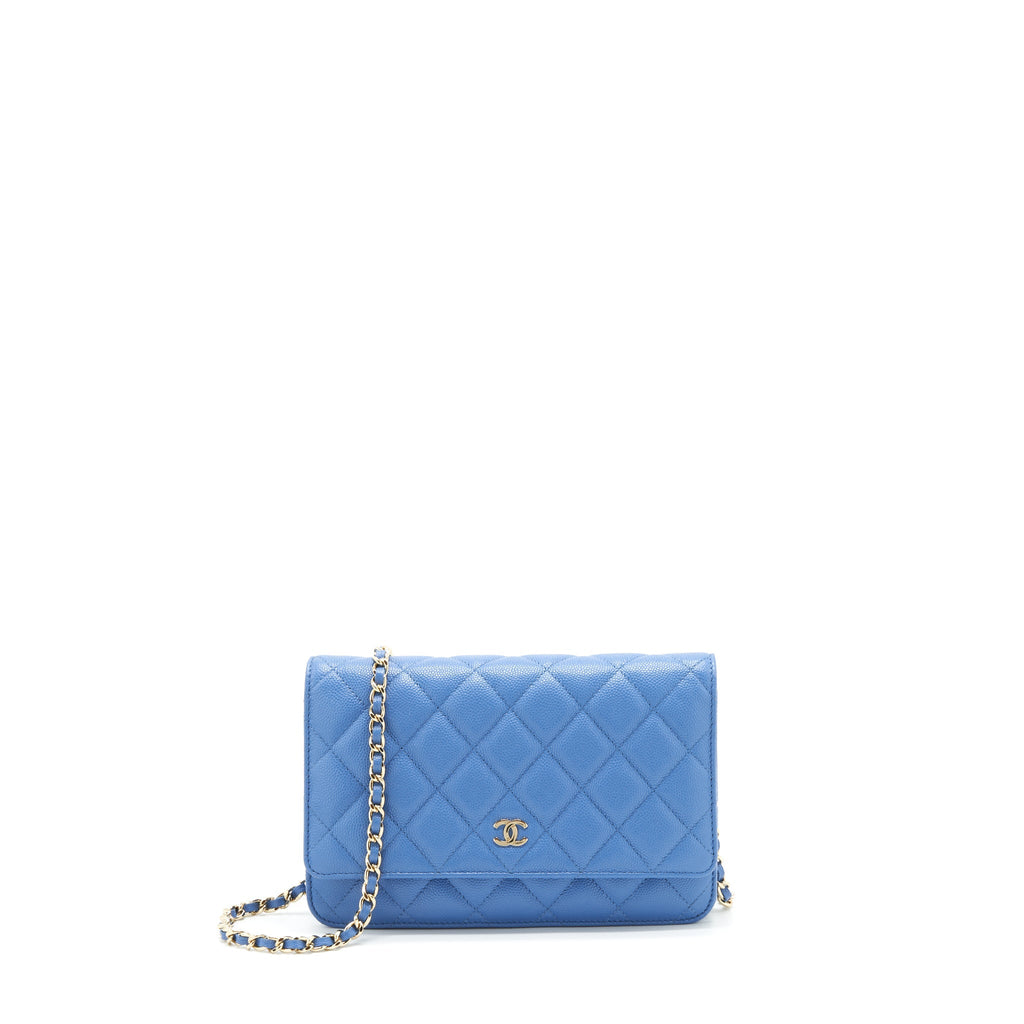 Chanel Classic Wallet On Chain Caviar Light Blue L