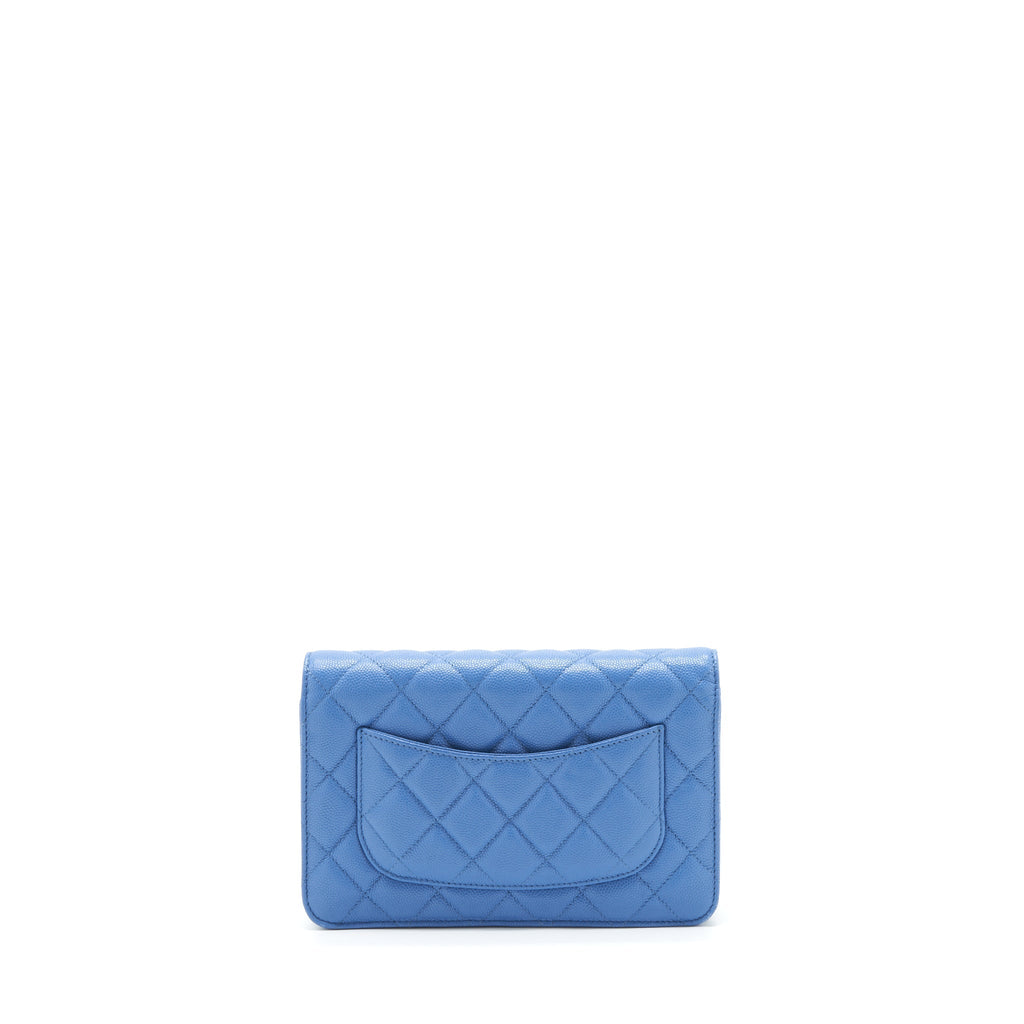 Chanel Classic Wallet On Chain Caviar Light Blue L