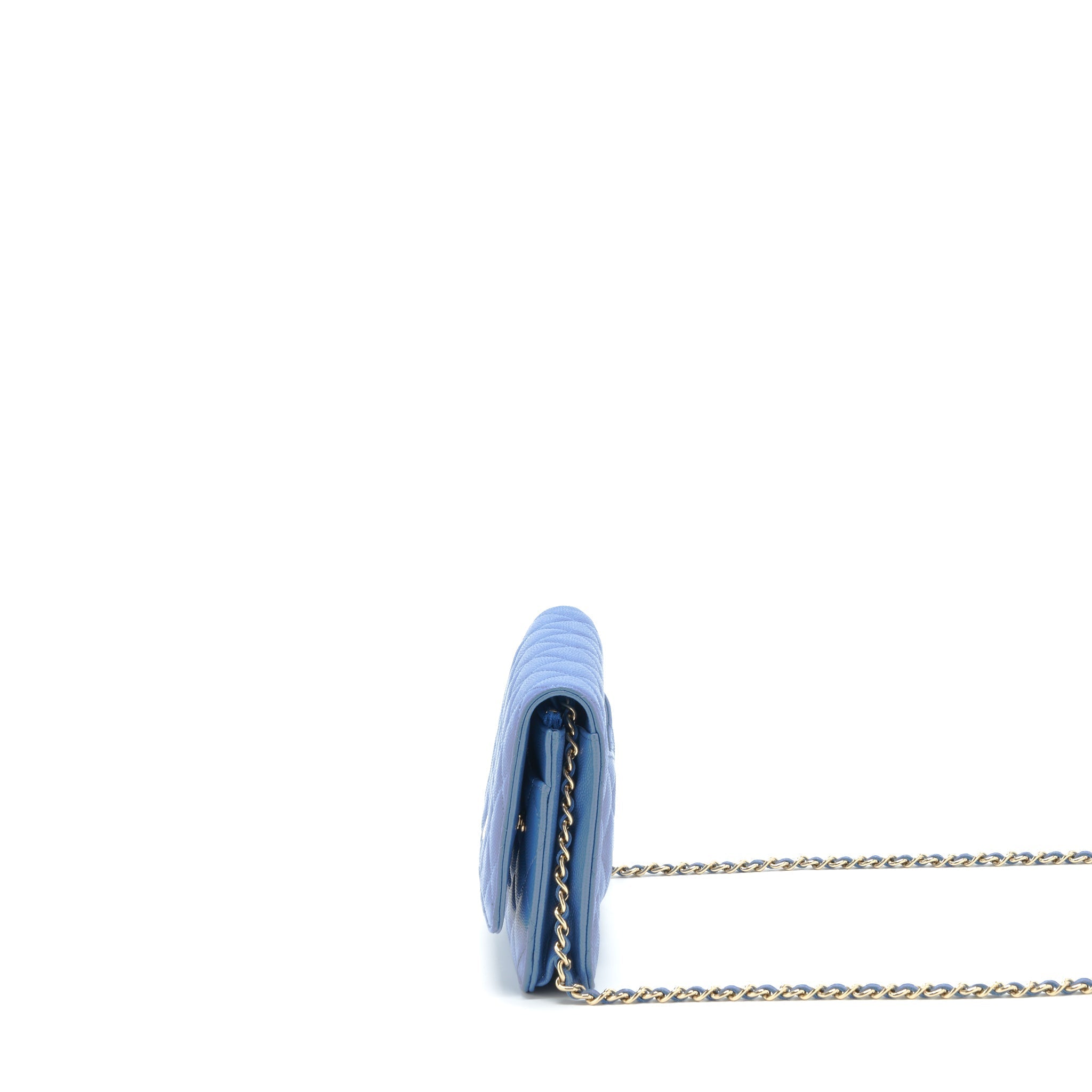 Chanel Classic Wallet On Chain Caviar Light Blue L