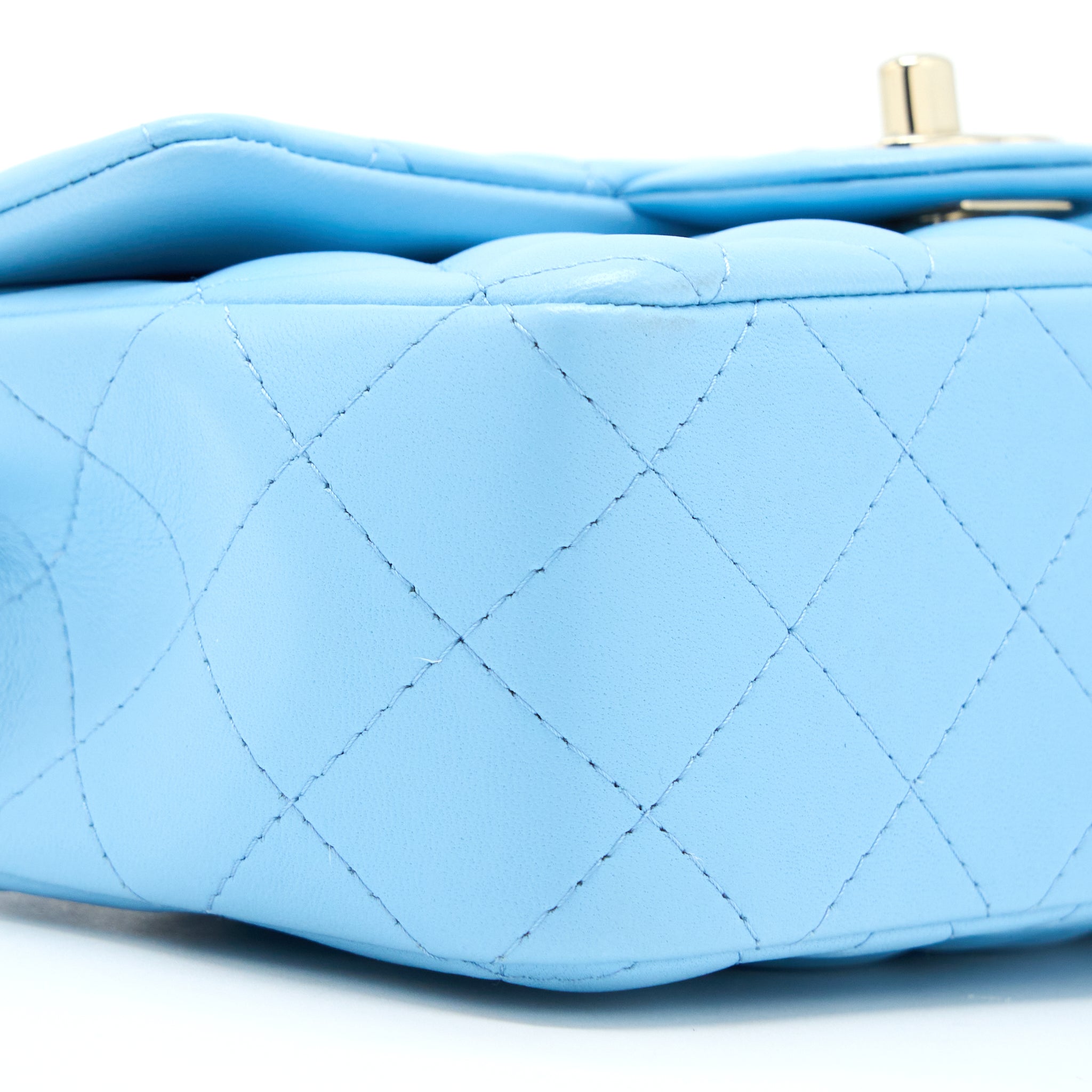 Chanel Mini Rectangular Flap Bag Lambskin Blue L (Microchip)