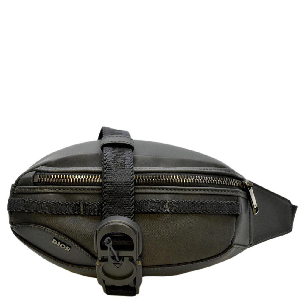CHRISTIAN DIOR Scarab Calfskin Leather Crossbody Bag Grey
