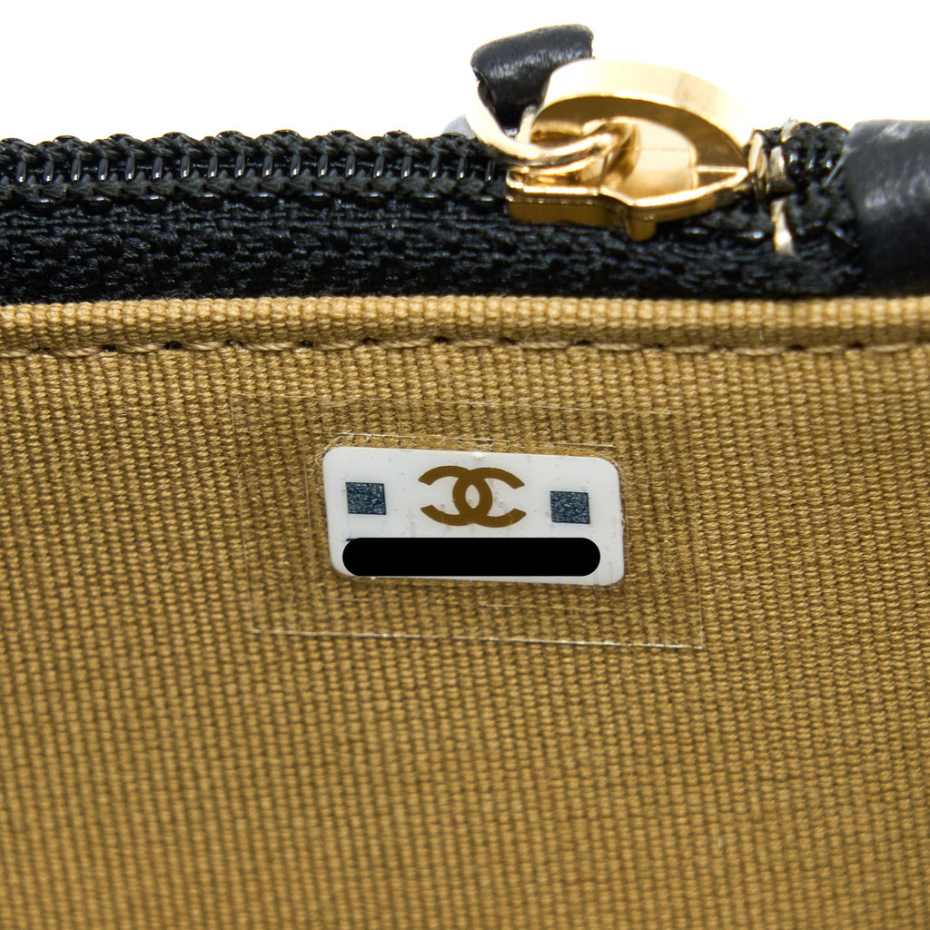 Chanel Pearl Crush Mini Wallet On Chain Lambskin Black Brushed  (Microchip)