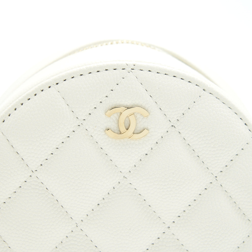 Chanel Round mini Bag Caviar white L
