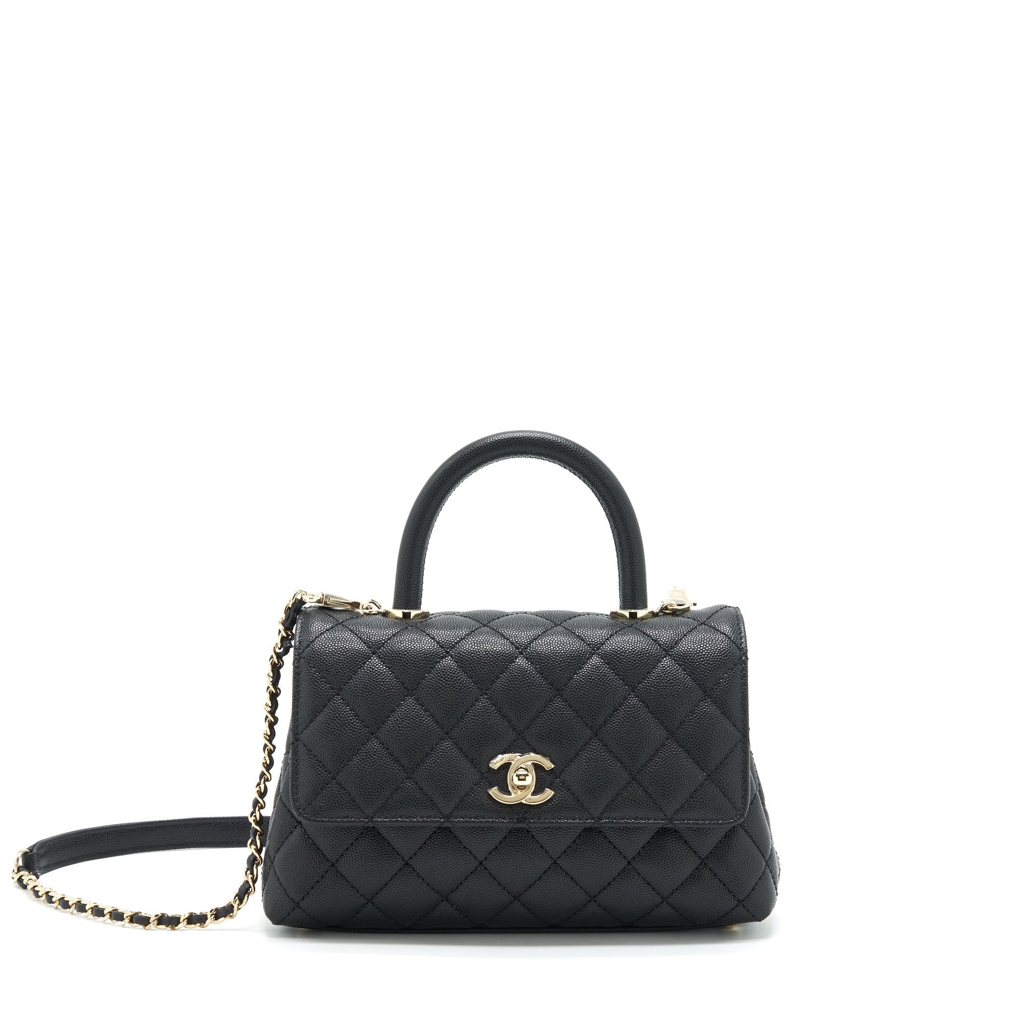 Chanel 22P Small Coco Handle Caviar Black L