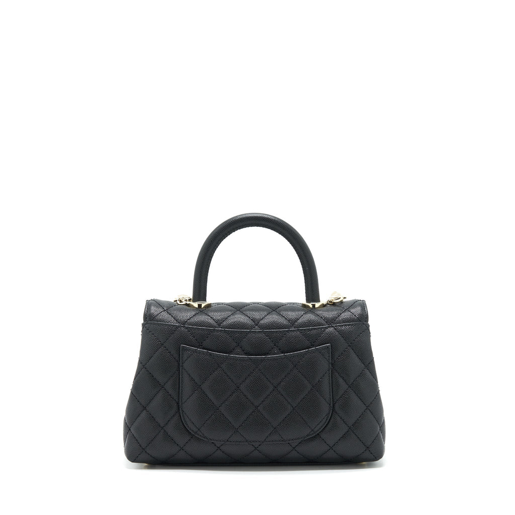 Chanel 22P Small Coco Handle Caviar Black L