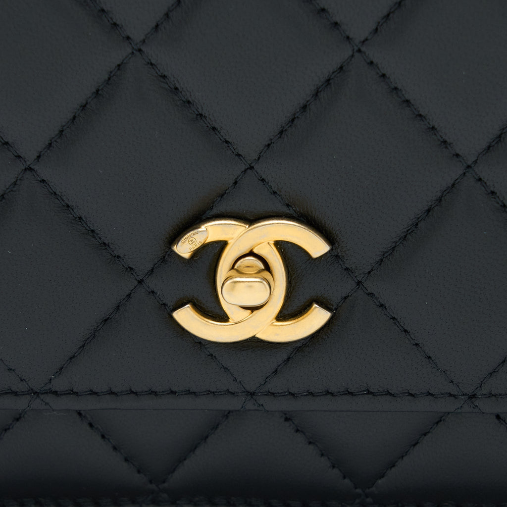 Chanel Pearl Crush Wallet on Chain Lambskin Black  (Microchip)