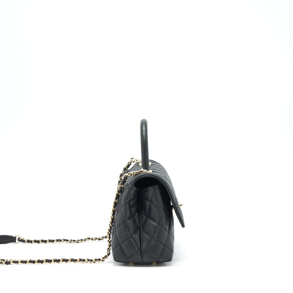 Chanel 22P Small Coco Handle Caviar Black L