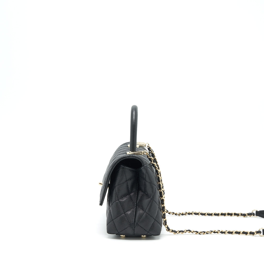 Chanel 22P Small Coco Handle Caviar Black L