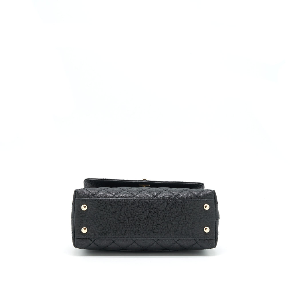 Chanel 22P Small Coco Handle Caviar Black L