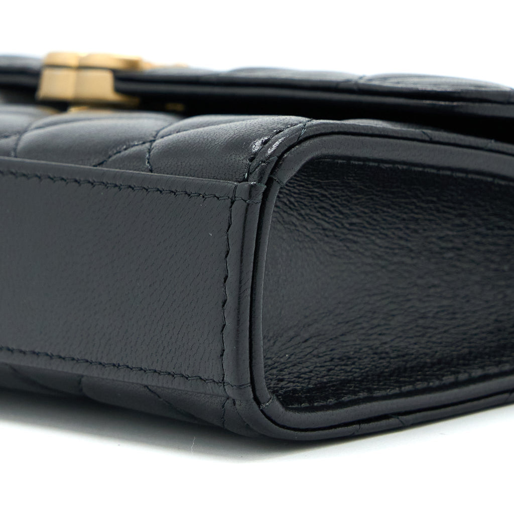 Chanel 22B Flap Bag With Enamel Top Handle Lambskin Black