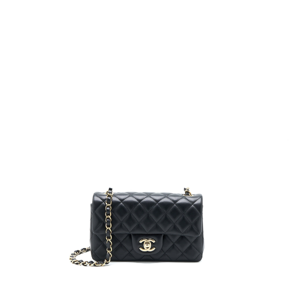 Chanel Classic Mini Rectangular Flap Bag Lambskin Black L (Microchip)