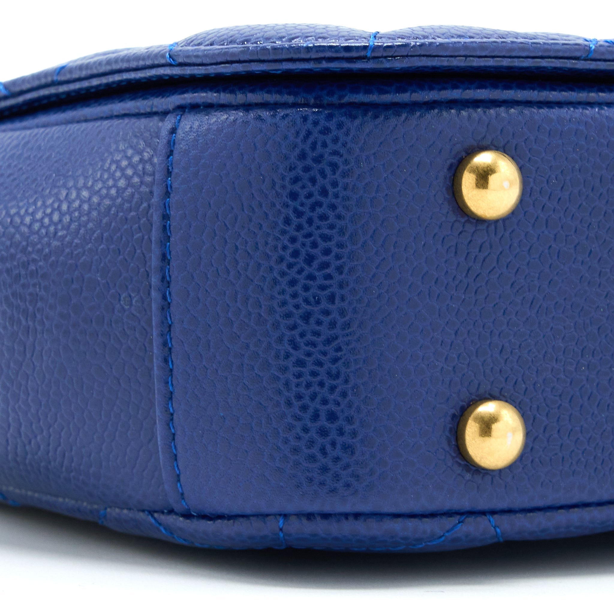Chanel Top Handle Quilted Flap Bag Caviar Blue