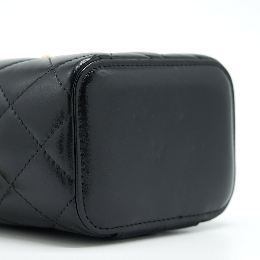 Chanel 21A Gold Crush Mini Vanity Case Calfskin Black