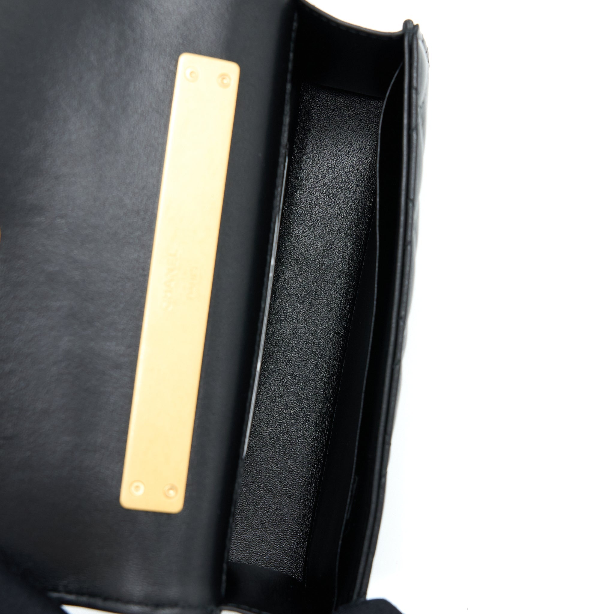 Chanel 22B Flap Bag With Enamel Top Handle Lambskin Black