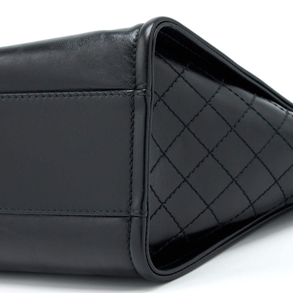Chanel Deauville Tote Bag Calfskin Black With Detail Logo