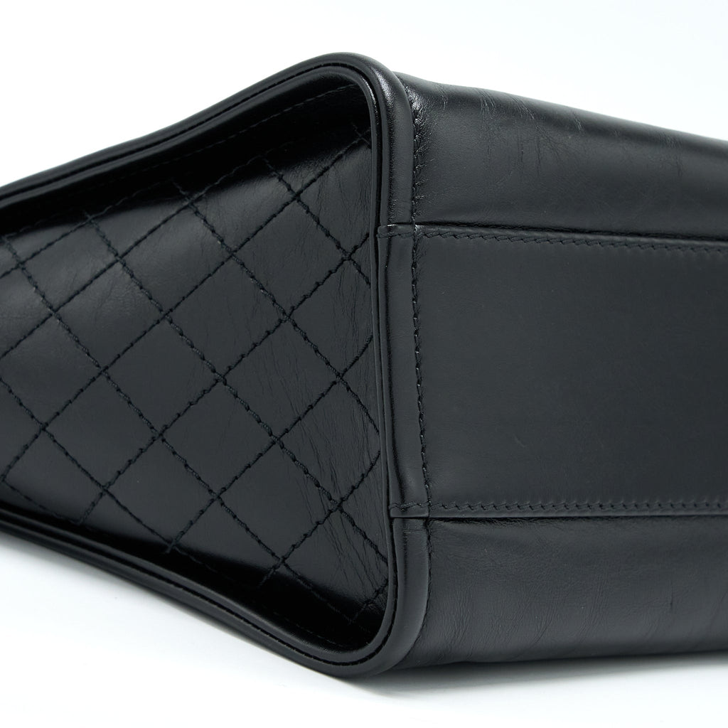 Chanel Deauville Tote Bag Calfskin Black With Detail Logo