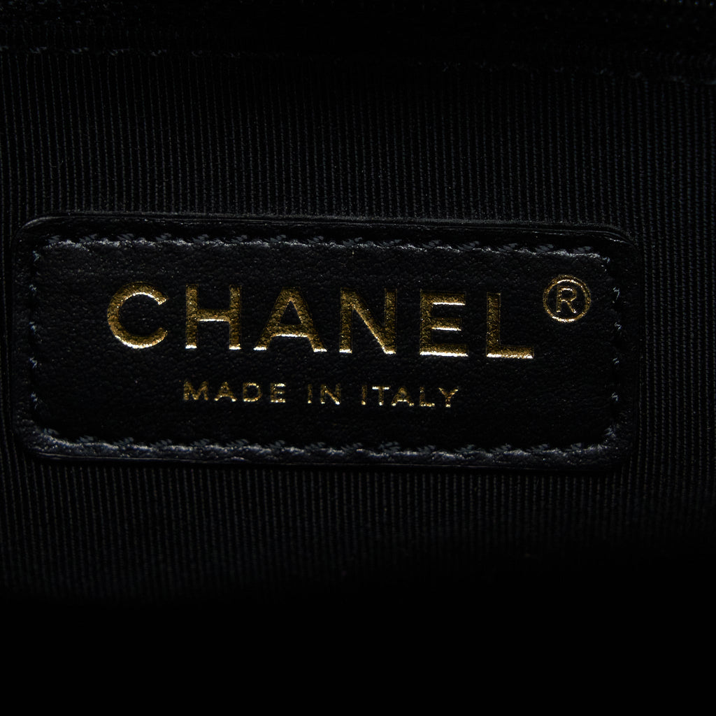 Chanel Deauville Tote Bag Calfskin Black With Detail Logo