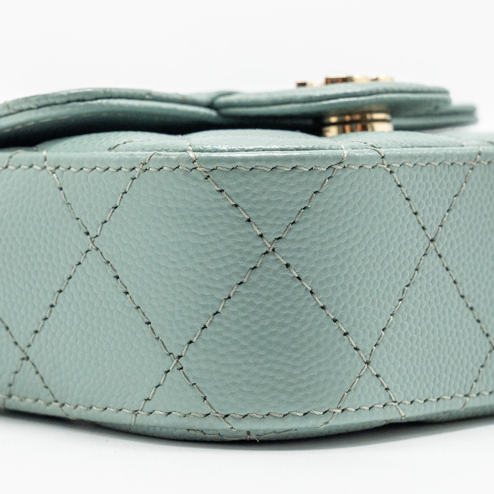Chanel Mini Flap Vanity With Chain Caviar Light Green L