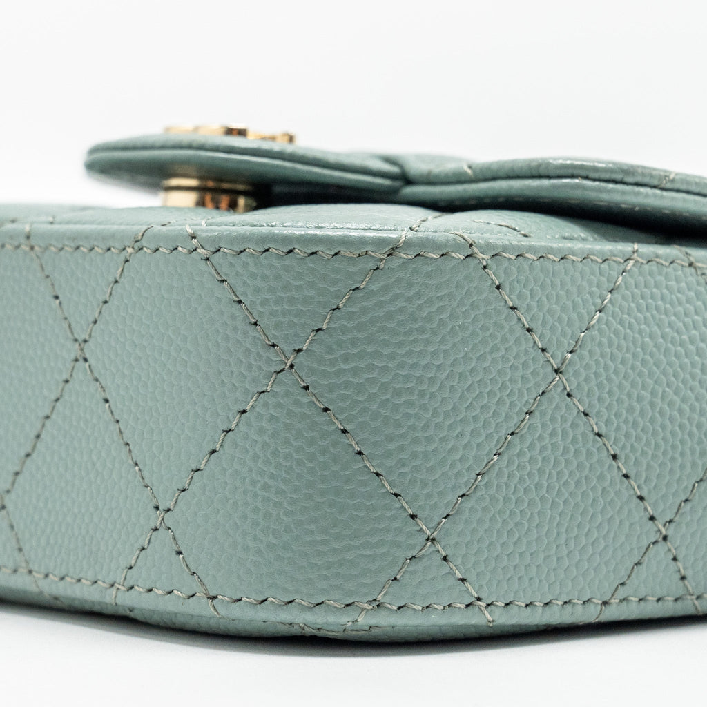 Chanel Mini Flap Vanity With Chain Caviar Light Green L