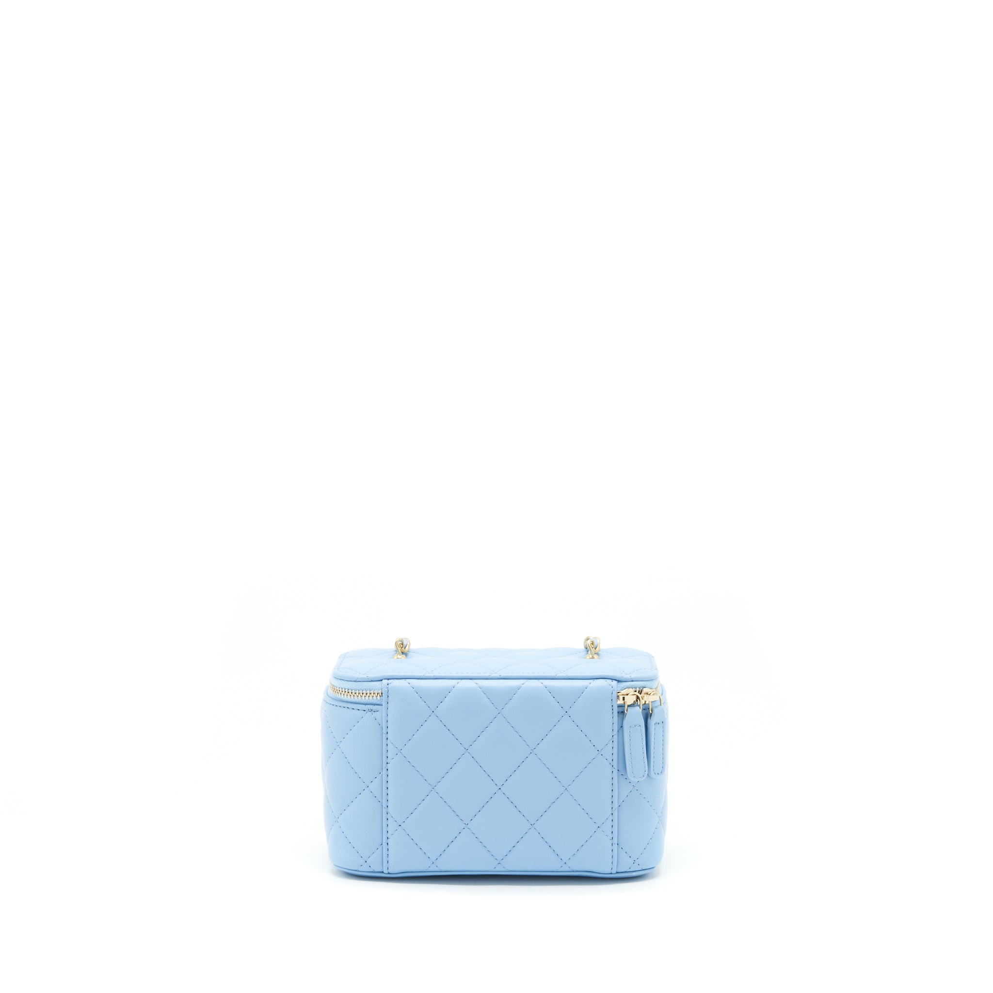 Chanel 22S Pearl Crush Long Vanity With Chain Lambskin Blue
