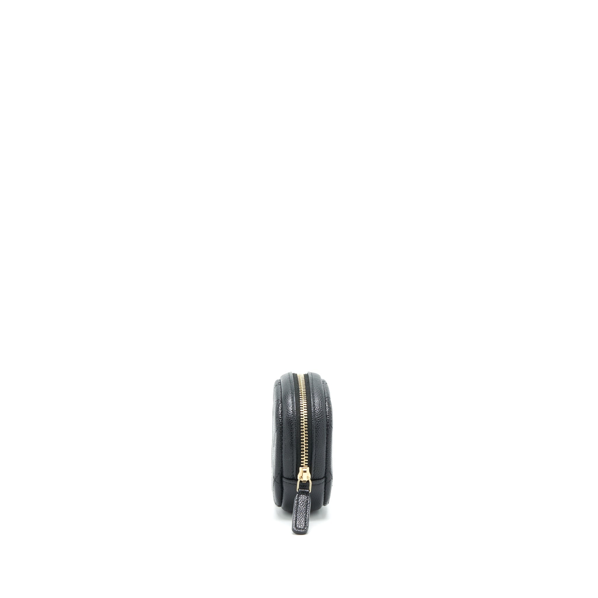 Chanel CC Logo Round Coin Purse Caviar Navy L