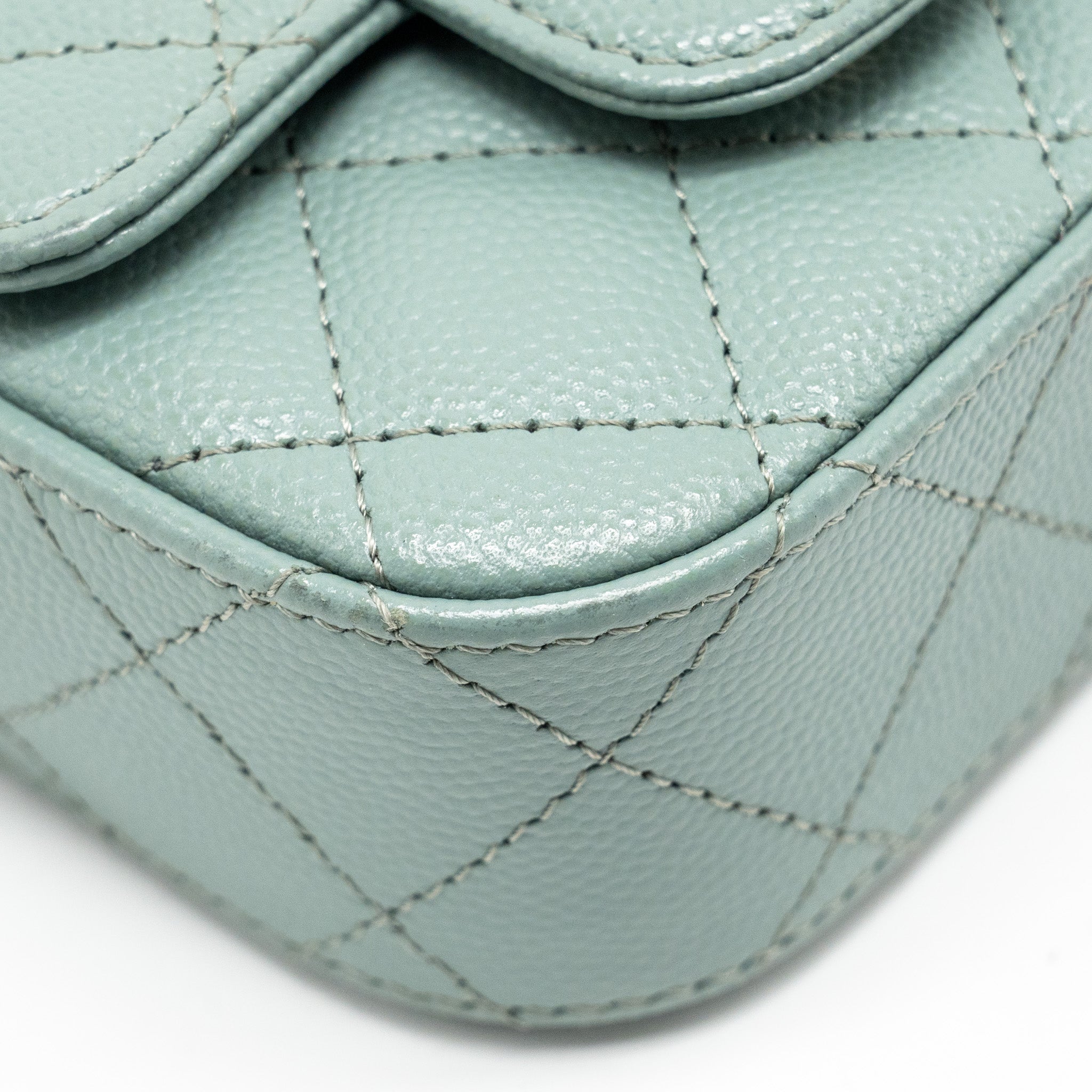 Chanel Mini Flap Vanity With Chain Caviar Light Green L