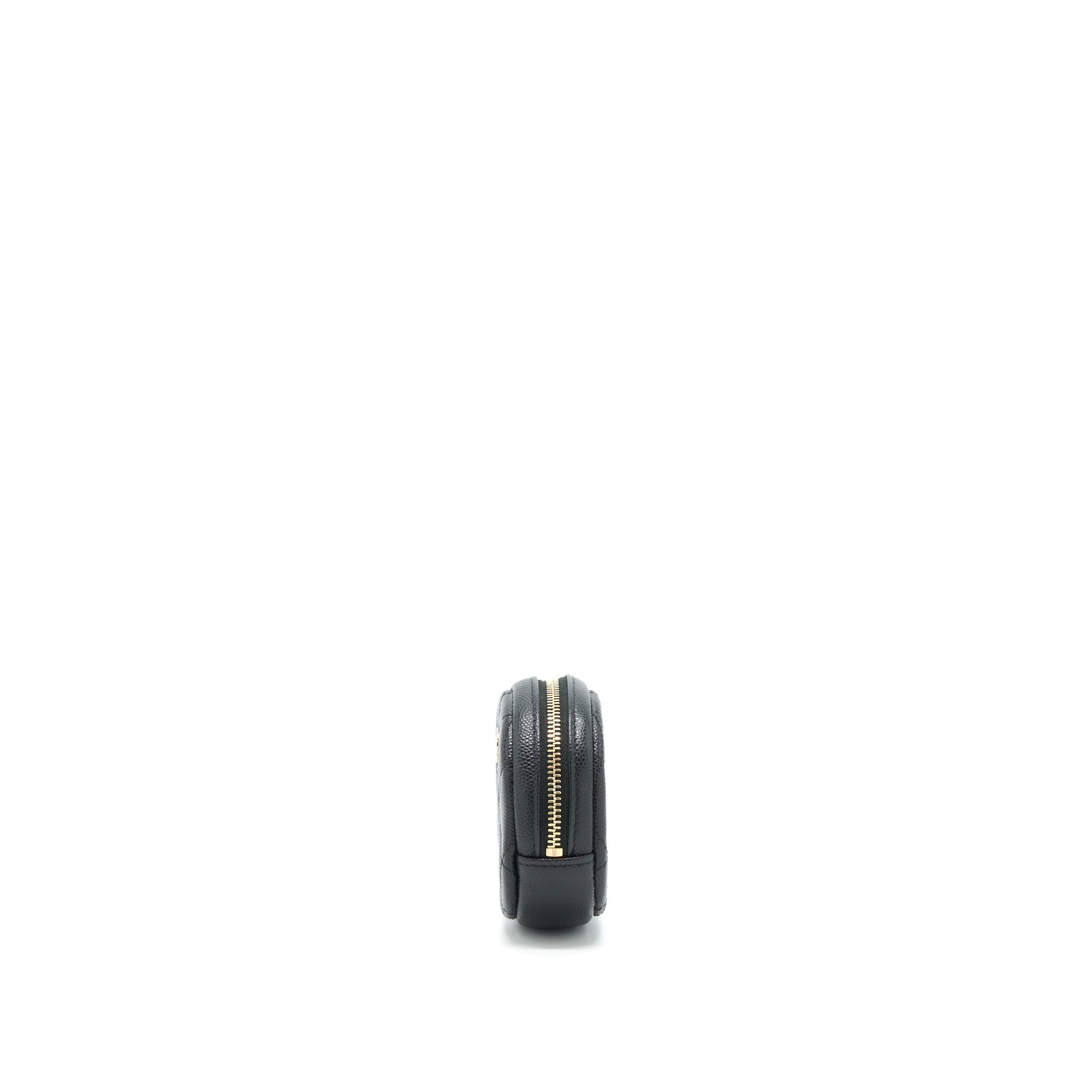 Chanel CC Logo Round Coin Purse Caviar Navy L