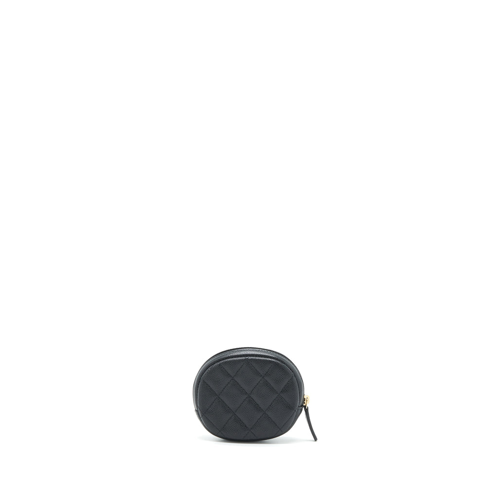 Chanel CC Logo Round Coin Purse Caviar Navy L