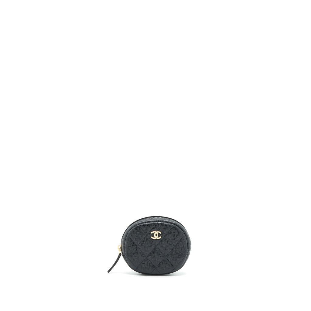 Chanel CC Logo Round Coin Purse Caviar Navy L