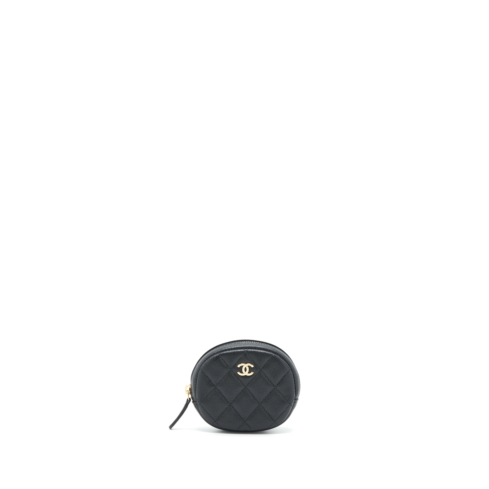 Chanel CC Logo Round Coin Purse Caviar Navy L
