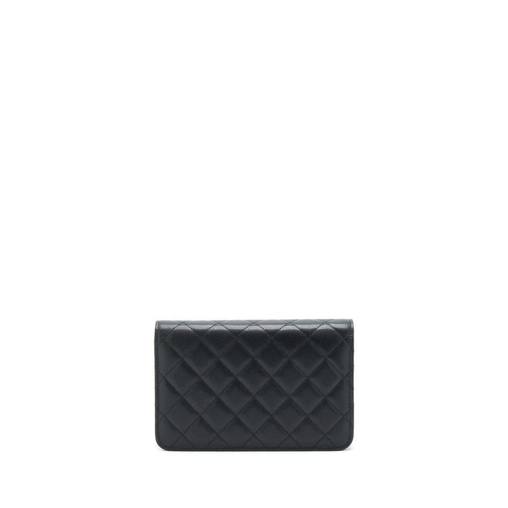 Chanel 22S Detail CC Logo Wallet On Chain Caviar Black L