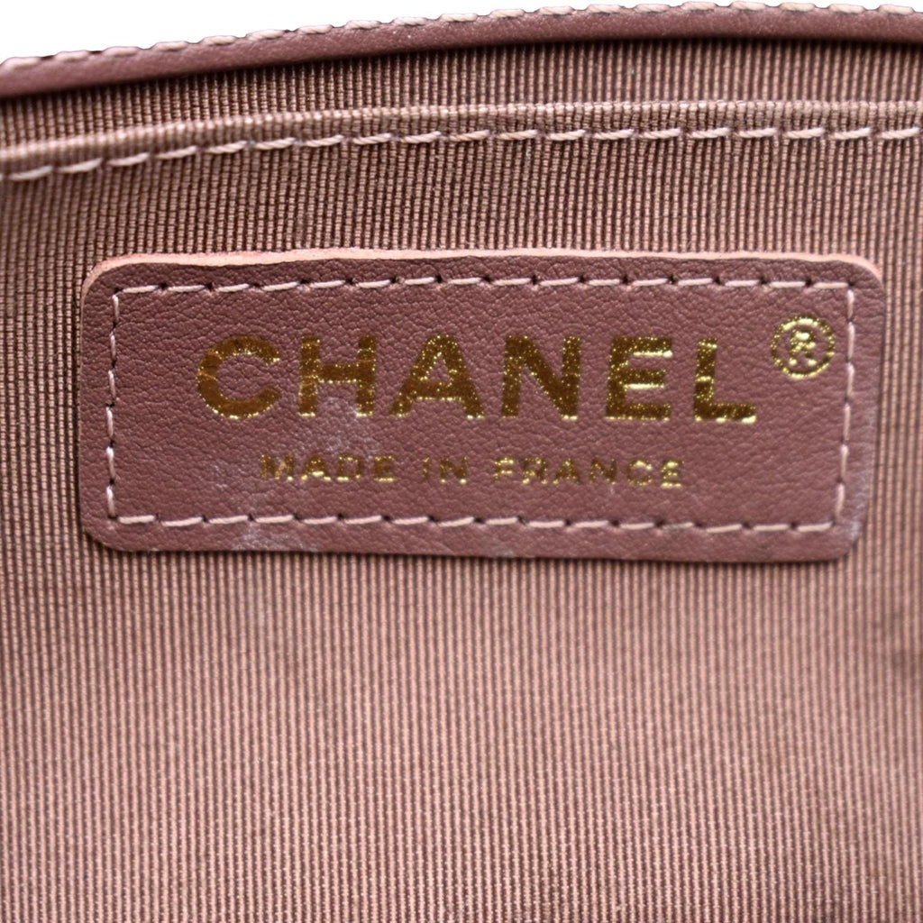CHANEL Small Boy CC Chain Velvet Shoulder Bag Pink
