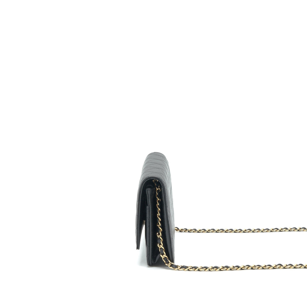 Chanel 22S Detail CC Logo Wallet On Chain Caviar Black L